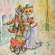 Postcard Cat family. Cards. KapustinaArt. Online shopping on My Livemaster.  Фото №2