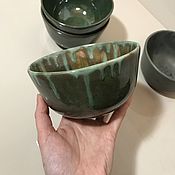 Посуда ручной работы. Ярмарка Мастеров - ручная работа Супница зеленая с голубой окантовкой керамическая. Handmade.