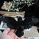 Черный ворон в полете. Брошь. Брошь-булавка. Wonderful bird. Irina Zhovner. Интернет-магазин Ярмарка Мастеров.  Фото №2