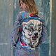 Denim jacket with embroidery Polar Bear Crystals Beads Beads, Outerwear Jackets, St. Petersburg,  Фото №1