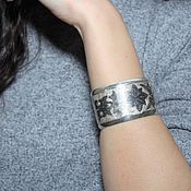 Украшения handmade. Livemaster - original item Minima Series cuff bracelet with brushed silver ASH0006 embossing. Handmade.