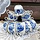Винтаж: Чайно-кофейные чашечки. Гжель. Речицкий фз. СССР, Кружки винтажные, Москва,  Фото №1