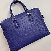 Сумки и аксессуары handmade. Livemaster - original item Men`s briefcase bag made of crocodile leather, in blue color.. Handmade.