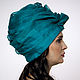 Turquoise silk organza turban with a bead Pearl. Caps. TURBAN SVS. My Livemaster. Фото №4