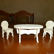 Куклы и игрушки handmade. Livemaster - original item furniture for dolls 1:12. Doll table with chairs. Set. Handmade.
