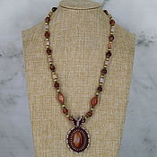 Украшения handmade. Livemaster - original item Necklace with a carnelian and agate pendant. Handmade.