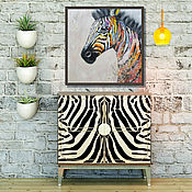 Картины и панно handmade. Livemaster - original item Large painting 70 x 70 cm zebra painting in pop art style. Handmade.