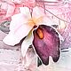 Брошь цветок из кожи Орхидея. Крем и джем, Брошь-булавка, Ростов-на-Дону,  Фото №1