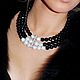 A necklace of pearls and black onyx 'Black rose'. Necklace. Magical Beauty Gems. Online shopping on My Livemaster.  Фото №2