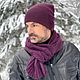 Комплект шапка двойная/ шарф БЕННИТА/ШЕЛДОН ежевика. Комплекты головных уборов. Вязаный кэжуал  UNIC Ирина. Ярмарка Мастеров.  Фото №4