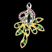 Украшения handmade. Livemaster - original item Petals pendant with green amethyst, emeralds and rubies. Handmade.