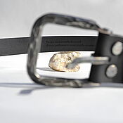 Аксессуары handmade. Livemaster - original item Men`s buffalo leather belt with TITANIUM buckle. Handmade.