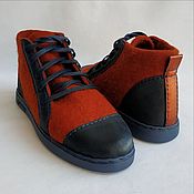 Обувь ручной работы handmade. Livemaster - original item Felted sneakers with leather trim. Handmade.