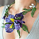 Flower necklace leather Necklace Purple irises flowers. Necklace. flowersstyle (flowersstyle). Online shopping on My Livemaster.  Фото №2