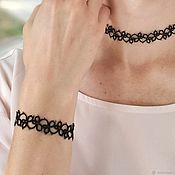Украшения handmade. Livemaster - original item Black braided bracelet, thread bracelet, frivolite. Handmade.