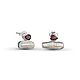 Silver poussettes with natural pearls and a drop stone, Stud earrings, Moscow,  Фото №1