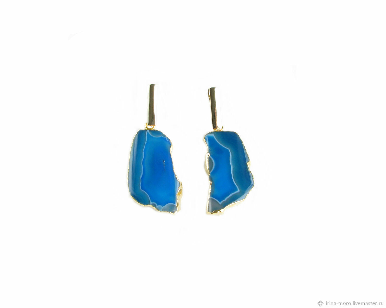 Earrings with quartz blue 'Sky' large earrings with blue stone, Earrings, Moscow,  Фото №1