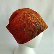 Аксессуары handmade. Livemaster - original item Beanie women`s felted hat. color terracotta.. Handmade.
