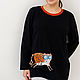 Black Knitted Longsleeve jumper 'Scared Cat'. Jumpers. NATALINI. Online shopping on My Livemaster.  Фото №2