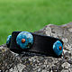 Genuine leather bracelet with turquoise beads
