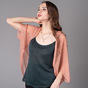 Одежда ручной работы. Ярмарка Мастеров - ручная работа Кардиган-накидка из кид-мохера приглушённый персиковый цвет. Handmade.