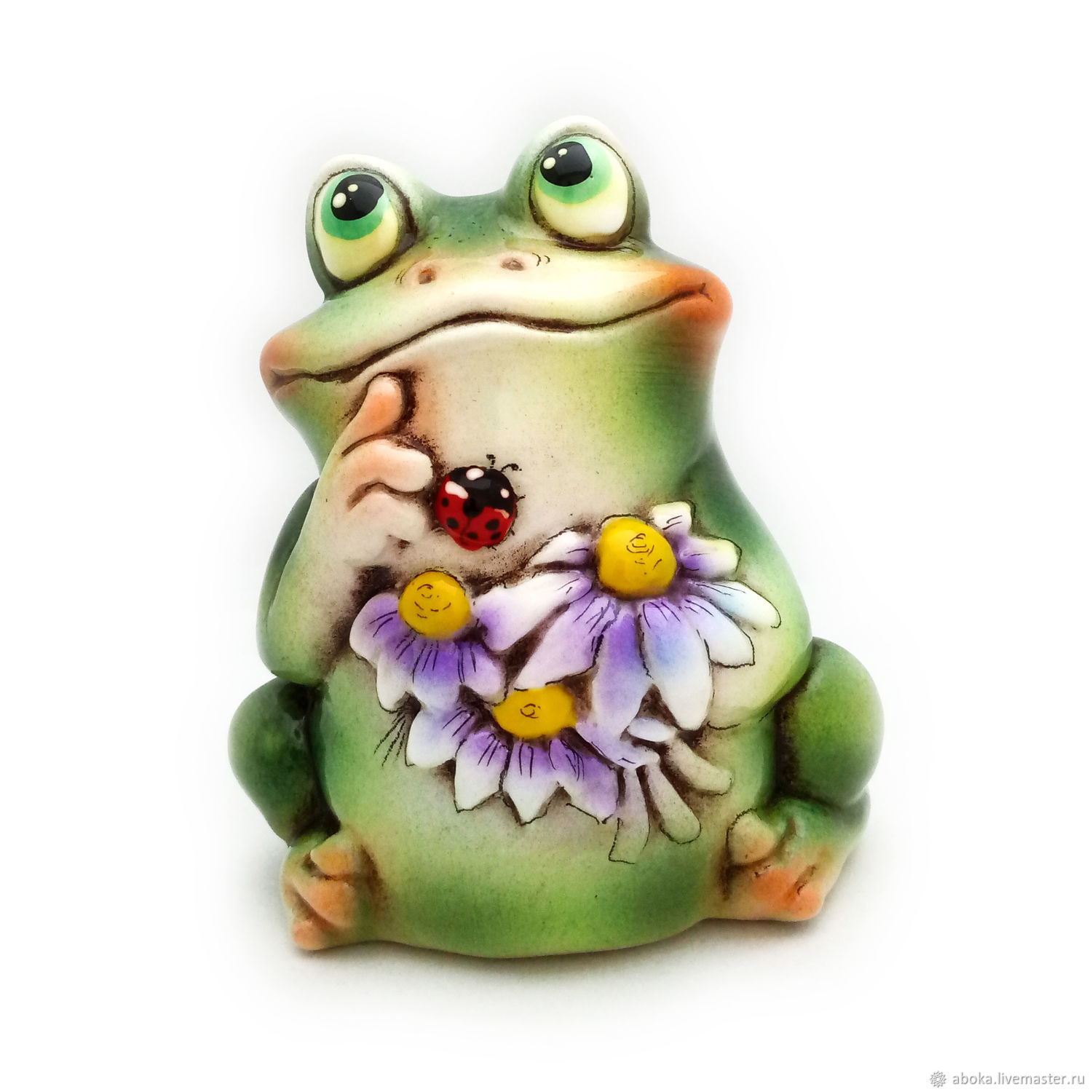 Ceramic figurine ' Frog with flowers', Figurines, Balashikha,  Фото №1
