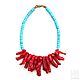 Necklace with coral and turquoise Depth red-blue coral-turquoise, Necklace, Orel,  Фото №1