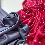 Материалы для творчества handmade. Livemaster - original item Fabric: Artificial silk polka dots on crimson. Handmade.