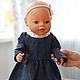 Clothing for dolls, dark blue dress for dolls made of natural linen, Clothes for dolls, Kaliningrad,  Фото №1