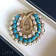 Brooch pearls and turquoise from ART USA, Vintage brooches, Ramenskoye,  Фото №1