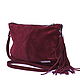 Crossbody Bag Suede Burgundy Clutch with Shoulder Strap, Clutches, Moscow,  Фото №1