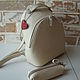 Стильный женский кожаный рюкзак +ключница/ бежевый рюкзак, Рюкзаки, Киев,  Фото №1
