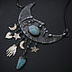 Колье в витражной технике Месяц. Колье. YuMorJewelry. Интернет-магазин Ярмарка Мастеров.  Фото №2
