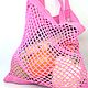 Bag-string bag, hand-knitted from cotton, pink, String bag, Moscow,  Фото №1
