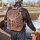 Men's Leather Aviator Backpack (Brown), Men\\\'s backpack, St. Petersburg,  Фото №1