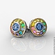 Studs Multicolor gold 585, sapphire, Topaz, Stud earrings, Moscow,  Фото №1