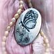 Order Brooch pendant with painted mother-of-pearl ' Butterfly '. Picture&miniature lacquer painting. Livemaster. . Brooches Фото №3