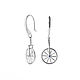 Bicycle earrings with spinning wheels! - earrings length 25 mm - 925 sterling silver, stone lawsuit. sapphire
