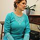 Платье льняное Русский стиль вышивка крестиком Василиса, Народные рубахи, Санкт-Петербург,  Фото №1