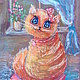 Картина для детской `Киска Мурка`)) Акварель,Кошка,Фэнтези.Авторская картина  Катерины Аксеновой.
