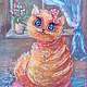 Picture for children's `Pussy cat`)) Watercolour,Cat,Fantasy.The author's picture of Catherine Aksenova.
