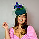 Hat with a veil 'Emerald ', Hats1, Moscow,  Фото №1