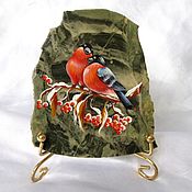 Сувениры и подарки handmade. Livemaster - original item Bullfinches Magnet - panels made of natural stone. Jasper. Handmade.