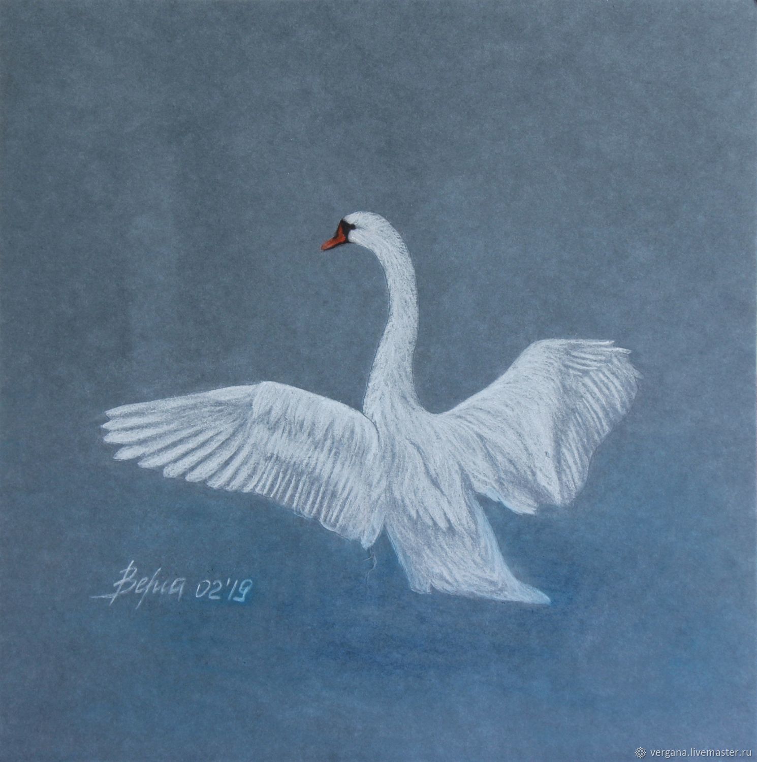 Картины пастель лебеди