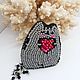 Brooch gray beads in Love cat, Brooches, Podolsk,  Фото №1