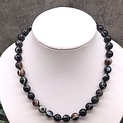 Работы для детей, handmade. Livemaster - original item Ocular Black Natural Agate Beads. Handmade.