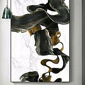 Абстрактная картина маслом Лошадь Облака Кремовая картина в интерьер