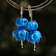 Long earrings flowers Blue Fuchsia. Silver lampwork glass. Earrings. Olga Bukina Cosmic glass. My Livemaster. Фото №4