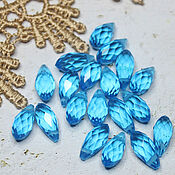 Материалы для творчества handmade. Livemaster - original item Beads drops 12/6 mm Blue 1 piece briolettes. Handmade.