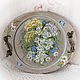 Round tray with painted ' wild flowers', Trays, ,  Фото №1